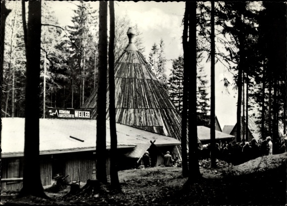 Postcard Sosa Eibenstock in the Ore Mountains, consumer restaurant Meiler at the dam of peace