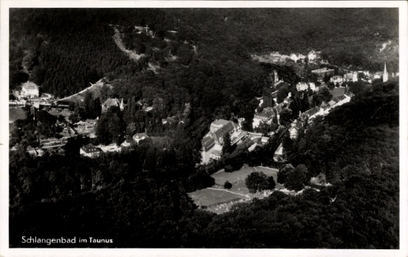Postcard Schlangenbad in the Taunus Hessen, aerial photograph