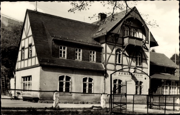 Postcard Blauenthal Eibenstock in the Ore Mountains, holiday home for trout, VEB food combine Albert Kuntz