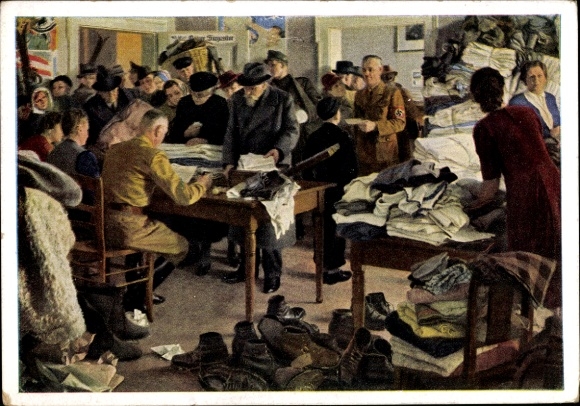 Artist Postcard Reich, Adolf, Wool collection in a Munich local group, HDK 246