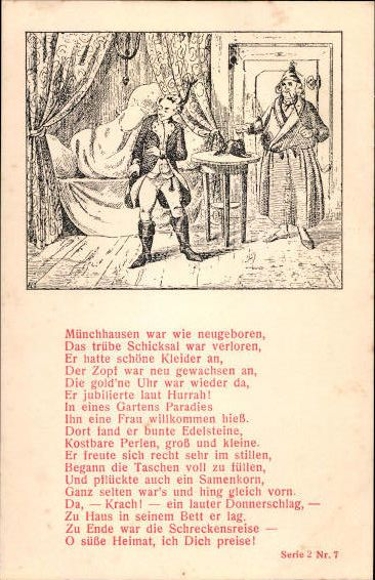 7 Postcard Münchhausen Series 2, 1-7