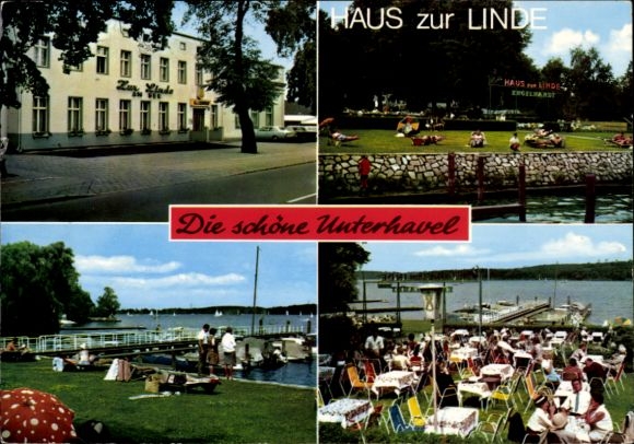 Ak Berlin Spandau Gatow, Haus zur Linde, Steg, Terrasse