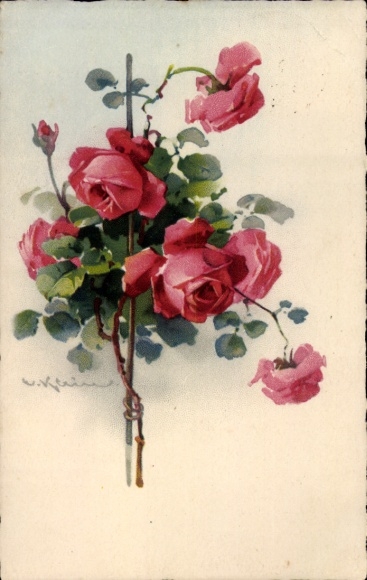 Artist Chromo-Litho Klein, Catharina, rose petals, Meissner & Buch 2384