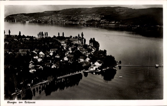 Ak Wangen am Untersee Öhningen in Baden, zwart-witfoto, landschap aan het Bodenmeer, Wangen, Häuse