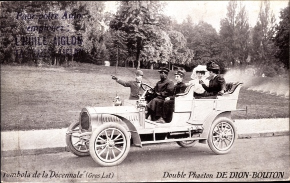 PC Tombola de la Decennale, Double Phaeton by Dion Bouton, automobile, chauffeur