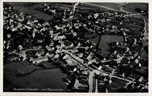 Postcard Heuberg Buchhorn Gleichen Pfedelbach in Hohenlohekreis, Burgheim/Swabia from the plane