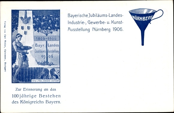 Postal stationery PC Nuremberg in Middle Franconia Bavaria, Bavarian Jubilee State Exhibition 1906