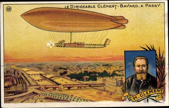 Chromo-Litho Passy Yonne, The Airship Clement Bayard, portrait