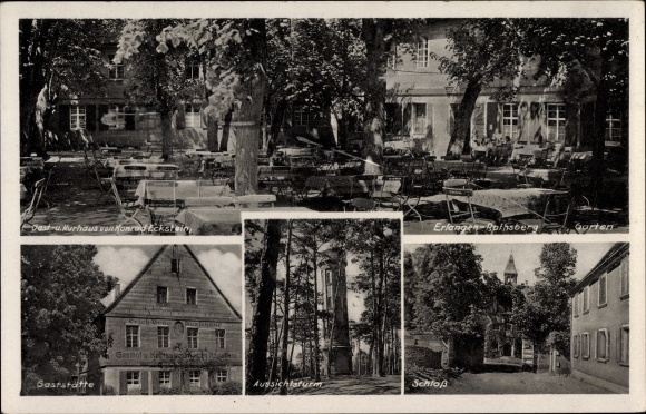 Ak Rathsberg Marloffstein Midden-Franken, herberg aan de oude Rathsberg, uitkijktoren, kasteel