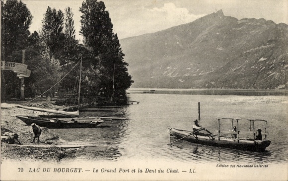 Postcard Lac du Bourget, Le Grand Port, Dent du Chat, rowing boat