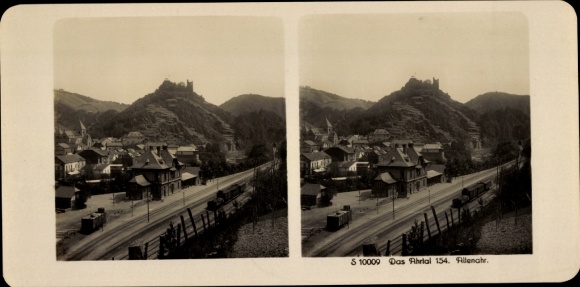 Stereo photo Altenahr in the Ahrtal, train station, track side