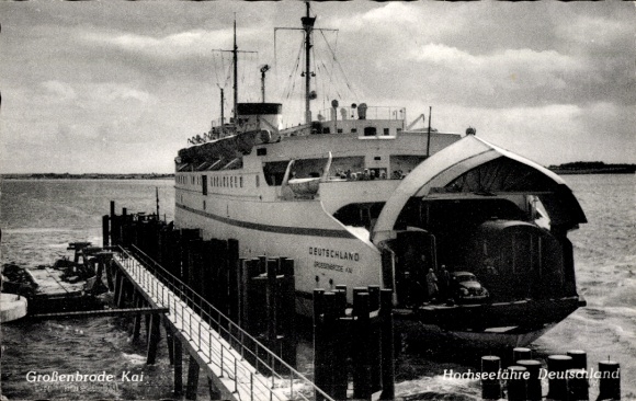 Postcard Großenbrode in Ostholstein, quay, ferry Germany