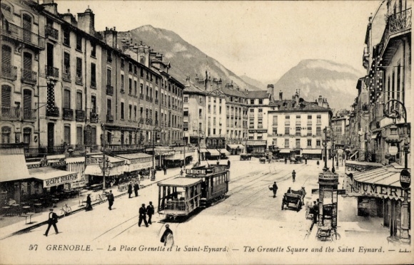 Postcard Grenoble Isère, Grenelle Square and Saint Eynard, Tram