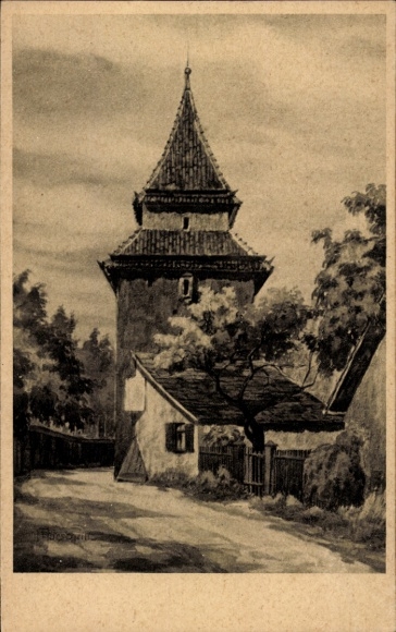 Artist Postcard Marschall, J., Ulm on the Danube, Zundeltor