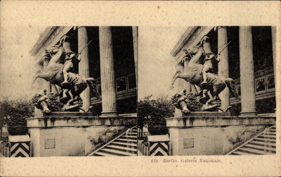 Stereo Postcard Berlin Mitte, entrance to the National Gallery