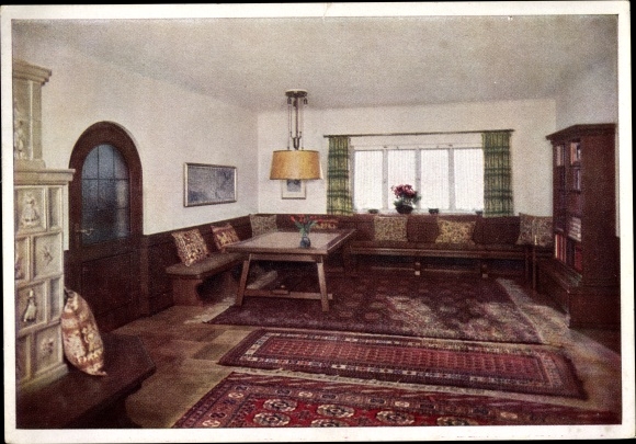 Ak Obersalzberg Berchtesgaden in Oberbayern, Haus Wachenfeld, Wohnzimmer, Innenansicht