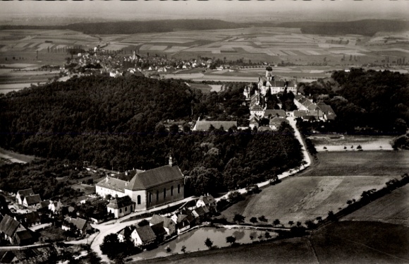 Postcard Schwarzenberg in the Ore Mountains Saxony, aerial view of the Franciscan Minorite monastery, surrounding