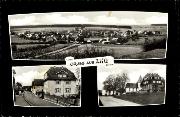 Postcard Külz in the Rhein Hunsrück district, town views, church, residential buildings