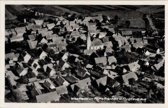 Postcard Westheim Illesheim in Middle Franconia, aerial photograph