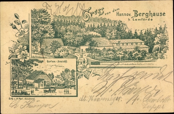 Litho Lemförde in Nedersaksen, Hannover. berghuis, tuin