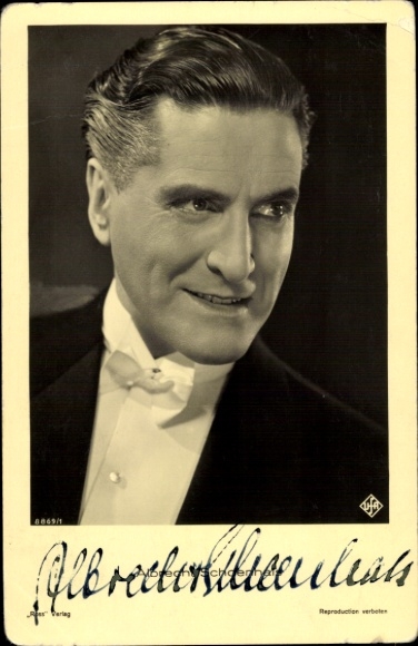 Postcard actor Albrecht Schoenhals, portrait, Ross Verlag 8869 1, autograph