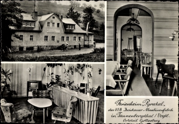 Postcard Gottesberg Tannenbergsthal Vogtland, Ferienheim Pyratal, VEB Zwickauer Maschinenfabrik