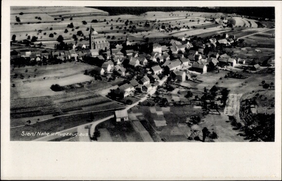 Postcard Sien an der Nahe, aerial photograph