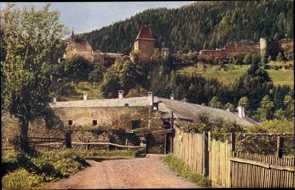 Postcard Friesach in Carinthia, ruin Petersberg