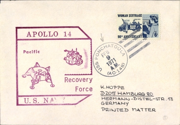 Brief Raumfahrt, Apollo-14 Pacific Recovery Force US Navy, USS Ponchatoula