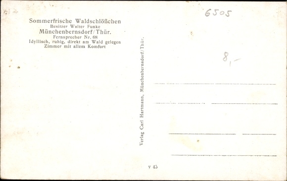 Postcard Münchenbernsdorf in Thuringia, summer resort forest castle