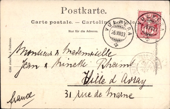 PC Vulpera Tarasp Scuol Canton of Graubünden, Waldhaus mountain landscape, text in French