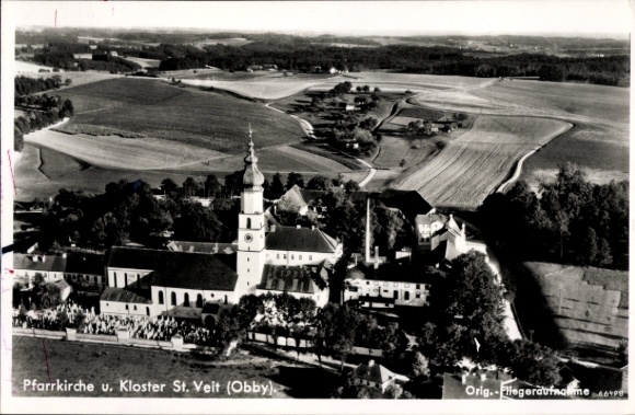 Postcard Neumarkt Sankt Veit an der Rott Upper Bavaria, aerial photo