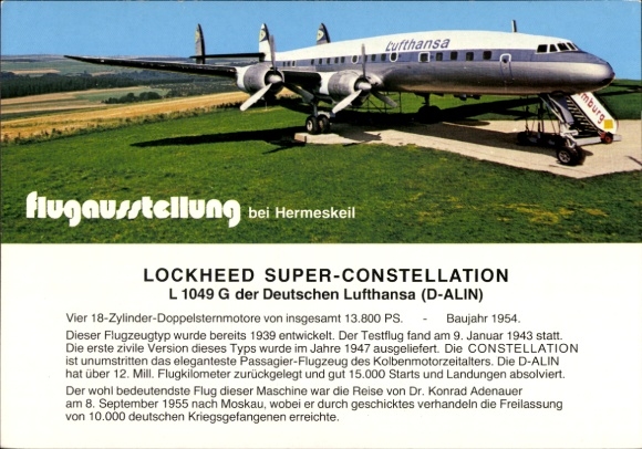 PC Hermeskeil, flight exhibition, Lufthansa passenger aircraft, Lockheed Super Constellation L 1049 G