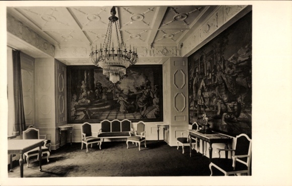 Postcard Bremen Hanseatic City, In the New Town Hall, Tapestry Room, Chandelier