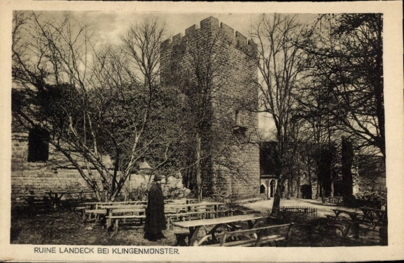 Postcard Klingenmünster on the Palatinate Wine Route, Landeck Ruin