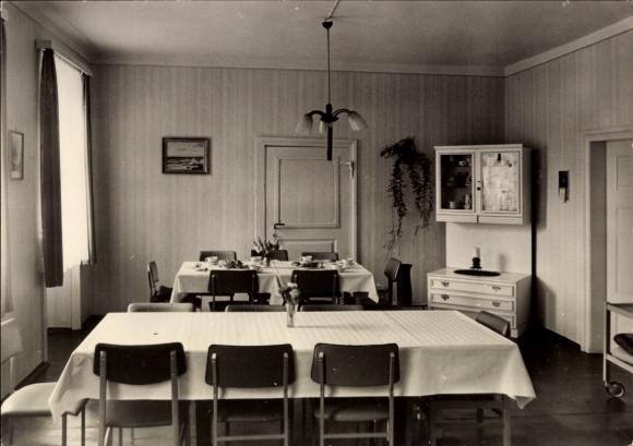 Postcard Heiligengrabe in der Prignitz, dining room, set tables, classic furnishings, bright wall