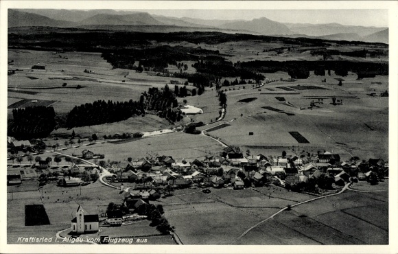 Postcard Kraftisried in Allgäu, aerial photograph