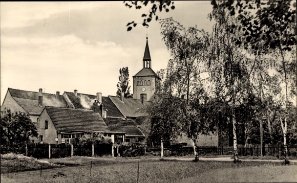 Ak Jessen an der Elster, gedeeltelijk zicht, kerktoren