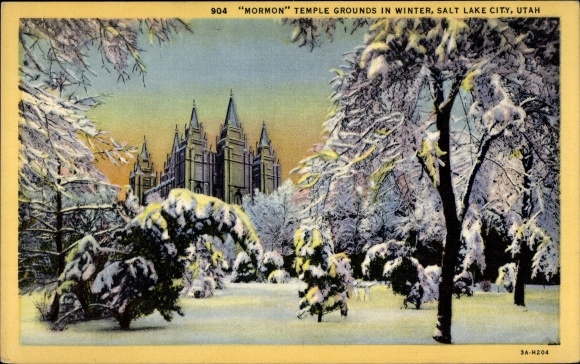 Ak Salt Lake City Utah, VS, Mormoonse tempel in de winter