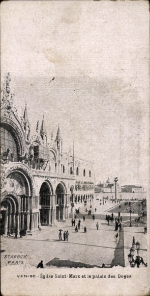 Postcard Venezia Venice Veneto, Church of Saint Mark, Doge's Palace, Architecture, People