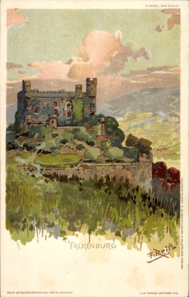 Artist Chromo-Litho Reiss, Fritz, View of the Falkenburg