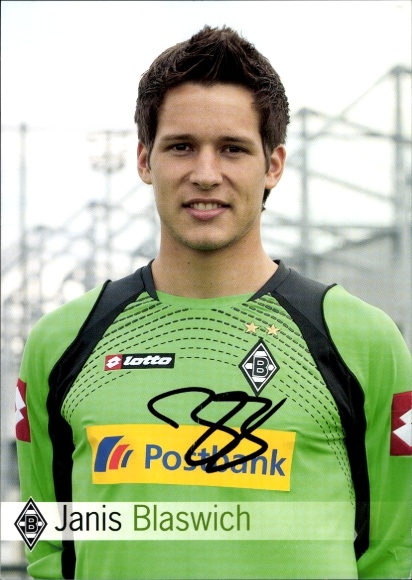 Autogrammkarte Fußballer Janis Blaswich, Borussia Mönchengladbach, Autogramm