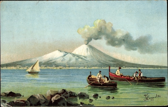 Artist PC Napoli Naples Campania, Vesuvius, Effetto di neve