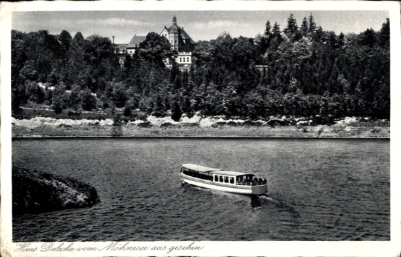 Ak Möhnesee in Westfalen, Haus Dielecke, Schiff