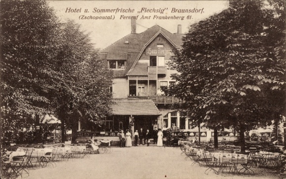 Postcard Braunsdorf Niederwiesa Saxony, Hotel and Summer Resort Flechsig