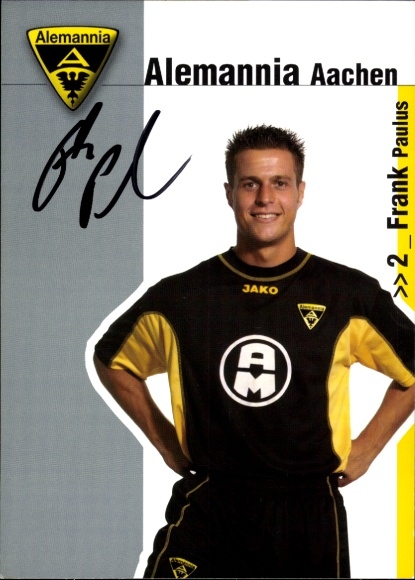 Autograph card footballer Frank Paulus, Alemannia Aachen, autograph