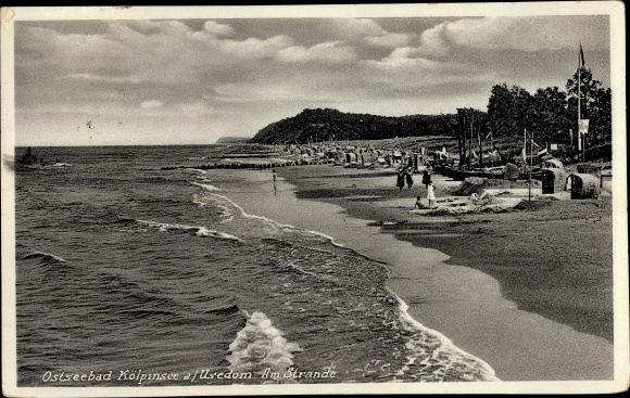 Postcard Baltic resort Kölpinsee on Usedom, beach party