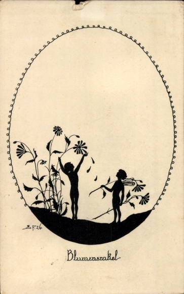 Paper cutting artist Postcard Forck, Elsbeth, flower oracle, flowers and elves