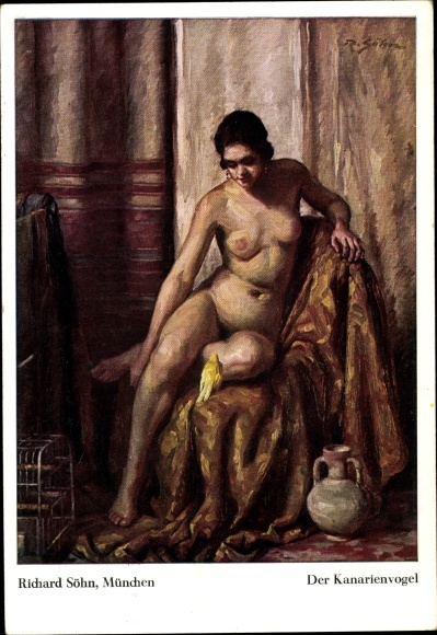 Artist Postcard Söhn, Richard, The Canary, Female Nude