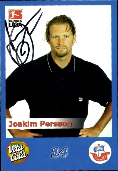 Autograph card footballer Joakim Persson, FC Hansa Rostock, autograph